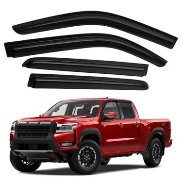 Imagem de Canvcle Viseiras de janela protetores de chuva para 2022-2025 2026 Nissan Frontier Crew Cab Acessórios, fita adesiva externa na janela lateral defletores de vento viseiras de ventilação persianas à