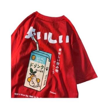 Imagem de Camiseta Unissex Oversized De Algodão Com Estampa De Gato Japonês Mang