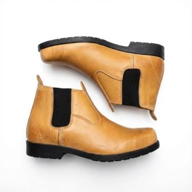 Imagem de Botina Masculina de Couro Legítimo com Solado de Pneu  Ideal para Camp