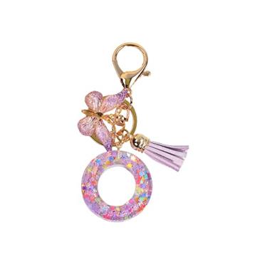 Imagem de JWQFBC Chaveiro com Alfabeto Inglês E Pingente de Borboleta - Presente Criativo para Chaves, Mochilas E Bolsas - Chaveiro Fofo E Moderno, O