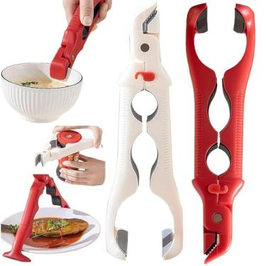 Imagem de 2 pinças de placa quente, 2026 novas pinças de elevação de placa quente, clipe de tigela anti-queimadura multifuncional, suporte de prato quente antiderrapante de silicone, forno de micro-ondas para