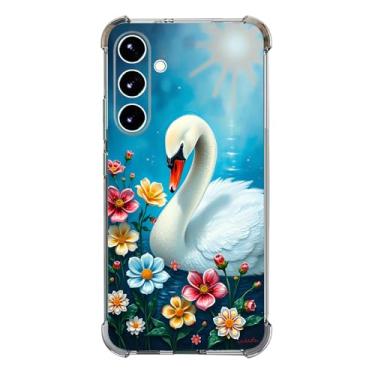 Imagem de Beaucov Capa para Galaxy A17 5G, flores cisne na água, proteção contra quedas, à prova de choque, capa protetora de corpo inteiro resistente a arranhões para Samsung Galaxy A17 5G