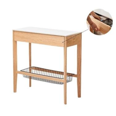 Imagem de Mesa de canto moderna de madeira maciça, console de sala de estar, moderno, entrada de carvalho, detalhe fino atrás do sofá, corredor