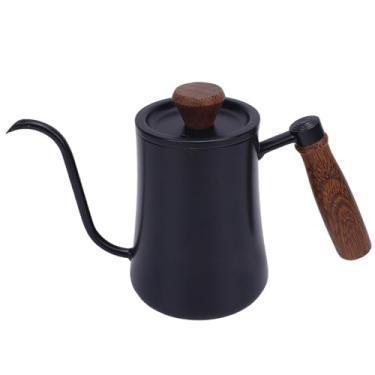 Imagem de Chaleira de café com pescoço de ganso de 600 ml, chaleira de aço inoxidável, cafeteira de gotejamento manual com bico longo e estreito com escala, bule de chá para todos os fogões (preto)