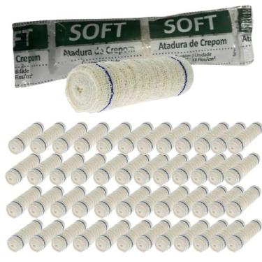 Imagem de Kit C/ 48 Atadura Crepom 10CM x 1,80MM Erimax 13 Fios Cotton