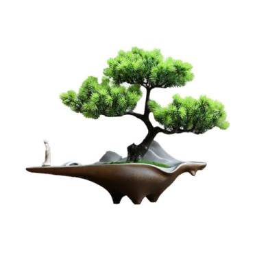 Imagem de Bonsai artificial simulação vegetação bonsai pinheiro vaso plantas ornamentos pequenos ornamentos sala de estar entrada decoração de mesa árvore bonsai artificial