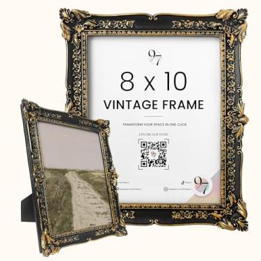 Imagem de 97 Decor Porta-retrato oval vintage 20 x 25 - Porta-retrato antigo ouro preto 20 x 25, molduras góticas grandes 20 x 25 cm, moldura ornamentada elegante 20 x 25 com vidro frontal para decoração de