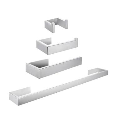 Imagem de Conjunto de barra de toalha adesiva cromada, acessórios de banheiro, suporte de papel higiênico, suporte de papel higiênico para banheiro, 4