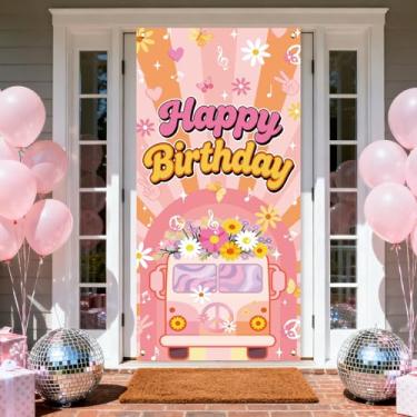 Imagem de arricraft 1 peça de capa de porta de poliéster retrô para festa de aniversário, 185 cm x 90 cm, cenário boêmio, arco-íris, banner, porta, varanda, fundo fotográfico, para festas, acessórios de