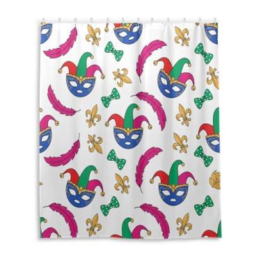 Imagem de Wassud Cortinas de chuveiro divertidas máscaras de baile de máscaras para banheiro à prova d'água conjunto de cortina de chuveiro com 12 ganchos 152 x 182 centímetros