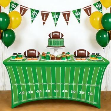 Imagem de Toalha de mesa de futebol de 1,8 m, campo de futebol, elastano, decoração de festa com tema de bola, capa de mesa elástica para jogos de futebol, festas, suprimentos, mesas dobráveis padrão, decoração