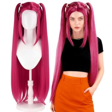 Imagem de SpeedBeauty 95 cm/35 Peruca feminina longa rosa rosa rosa cosplay fantasia Halloween (rosa choque)