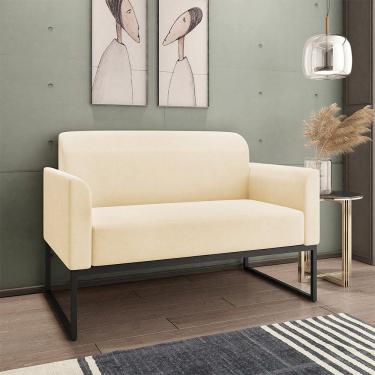 Imagem de Conjunto Namoradeira e Poltrona Decorativa Isabella Base Industrial Suede Bege/Preto - Gran Belo