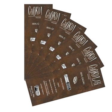 Imagem de Kit 6X: Chocolate 85% Cacau com Açúcar Demerara Orgânico CHoKolaH 68g