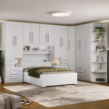 Imagem de Guarda-Roupa de Canto Completo e com Cama Baú 1222 Branco