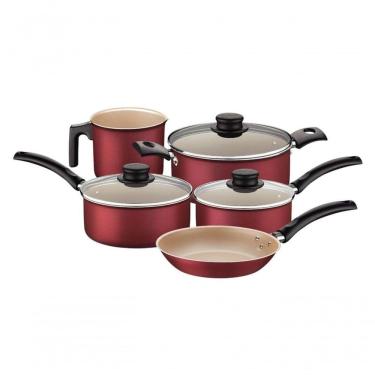 Imagem de Jogo De Panelas Tramontina Turim Antiaderente 5 Peças Vermelho