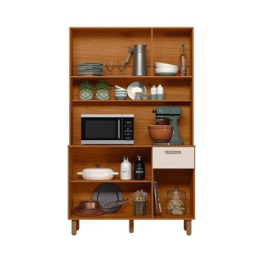 Imagem de Cozinha Compacta 6 Portas 1 Gaveta 110 Cm Livi Freijo Off White Pln