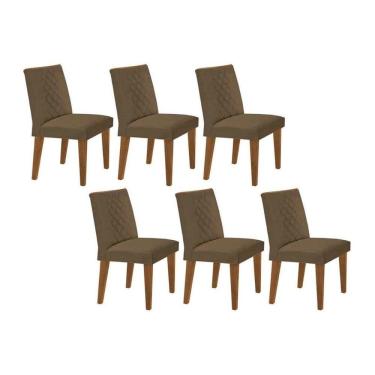 Imagem de Kit 6 Cadeiras De Cozinha Jade 6 Un Capuccino Suede Capuccino Rufato