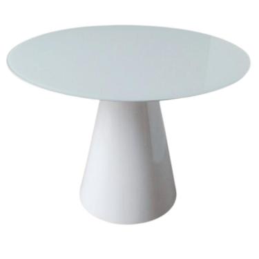 Imagem de Mesa Cone 110cm Laqueada e Vidro 4mm Branco