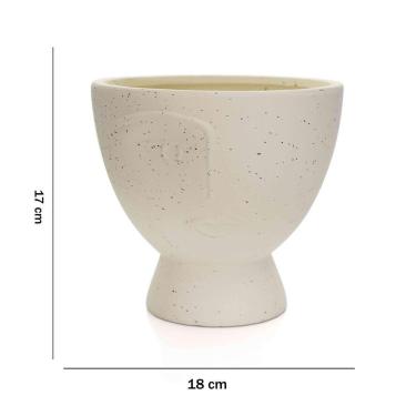 Imagem de Cachepot Decorativo Rosto Em Cerâmica Areia 17x18 Cm - D'rossi