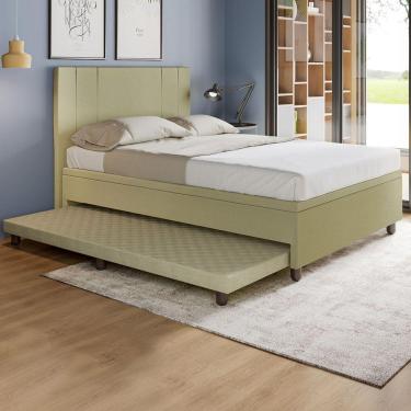 Imagem de Base Box Casal Com Cama Auxiliar Com Colchão Conjugado Corino - Skybox Cor Bege