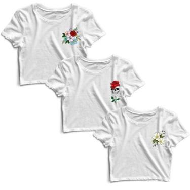 Imagem de Kit 3 Blusas Cropped Tshirt Camiseta Feminina Blusinha - Goup Supply, 