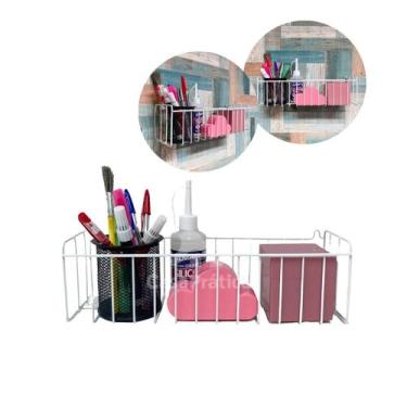 Imagem de Cesto Organizador Aramado Multiuso Preto Branco Cromado 30x9 - ARAMEFI