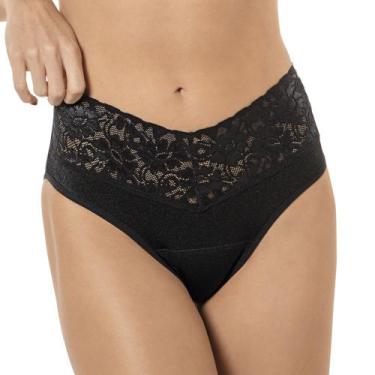 Imagem de Calcinha Absorvente Cavada DeMillus 56991 Fluxo Intenso, Preto, XG