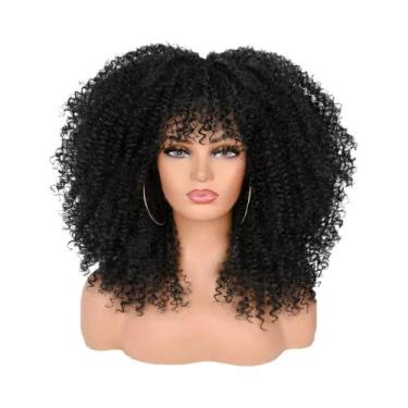 Imagem de Peruca Afro Curly Bob Para Mulheres Negras, Curta De 16 Polegadas Com 