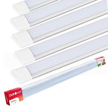 Imagem de Kit 5 Luminárias LED Slim 100cm 36W 6500K Bivolt Economica - Ourolux, 