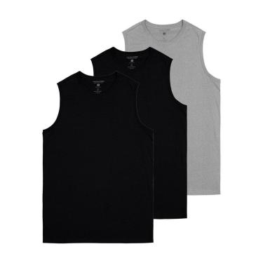 Imagem de Kit com 3 Camisetas Masculina Regata Malwee 1000004421 Azul Marinho-Masculino