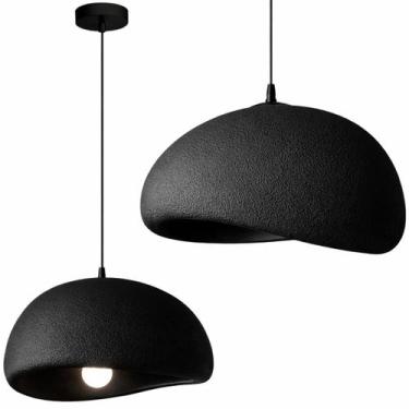 Imagem de Lustre Pendente Luminária Japonesa Wabi-Sabi Orgânico Cogumelo Concret