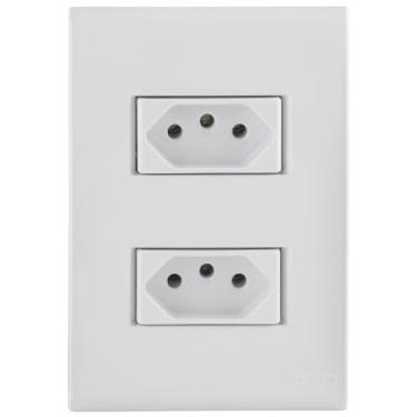 Imagem de Tramontina Conjunto 4x2 com 2 Tomadas 2P+T 10 A 250 V Liz Branco