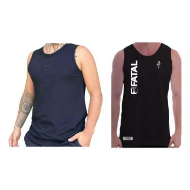 Imagem de Kit 1 Camiseta Regata + 1 Camiseta Machão Fatal Surf, Preto, P