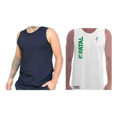 Imagem de Kit 1 Camiseta Regata + 1 Camiseta Machão Fatal Surf, Preto, Branco, M