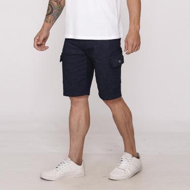 Imagem de Bermuda Masculina Cargo Sarja Elástica Bolsos Laterais Casual Confortável-Masculino