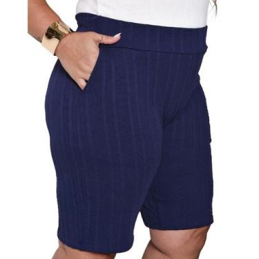 Imagem de Bermuda Feminina c/ bolso PLUS SIZE - EMPÓRIO J, Marinho, G3