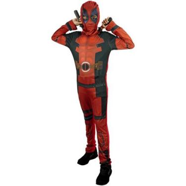 Imagem de Fantasia Deadpool Infantil longa Com Gorro - Fantasias Carol EF, G 9 -
