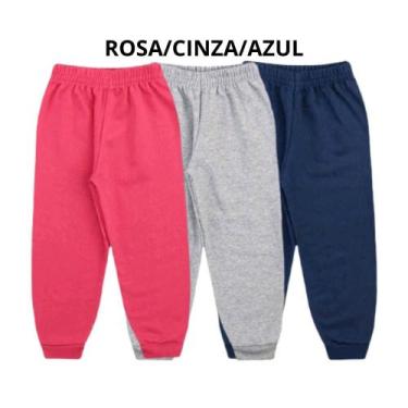 Imagem de Kit 3 Calças Moletom Peluciado Algodão Infantil Juvenil Inverno 4 ao 1