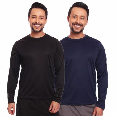 Imagem de Kit 2 Camisas Segunda Pele Proteção Solar Uv Térmica Corrida Bike-Masculino