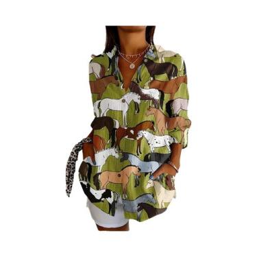 Imagem de Camisa feminina plus size tecido primavera e verão moda - NONE, BR-G5,