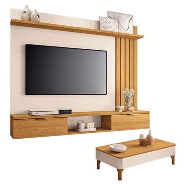 Imagem de Painel Suspenso Lets Cinamomo Off White Com Mesa De Centro Liz Off White Cinamomo - Hb Móveis
