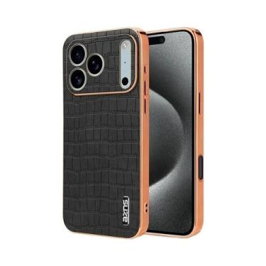 Imagem de Capa Para iPhone 17 pro Max Com Textura 3D De Crocodilo Em Couro PU, P