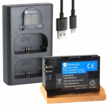 Imagem de Kit 1 Bateria MemoryTec LP-E6NH PRO + Carregador Duplo compatível com 