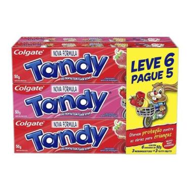 Imagem de Creme Dental Tandy Morango + Tutti Frutti 50g  Leve 6 Pague 5 - Embala