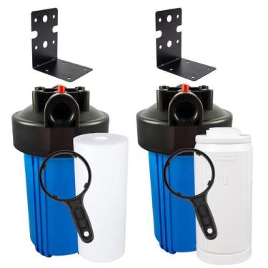 Imagem de Kit 2 Filtros Água Carvão Granulado Polipropileno 10 X 4 1/2 Azul - Ro