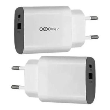 Imagem de Carregador de Tomada duplo Usb-C + Usb Cg206 Branco Oex