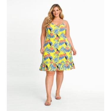 Imagem de Vestido Curto Feminino Estampado Plus Size Select Amarelo, XLG, Amarel