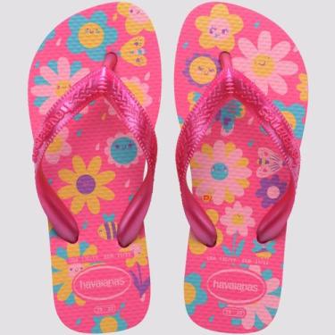 Imagem de Chinelo Havaianas Infantil Flores 4000052 Rosa Confete, Rosa flux, 293