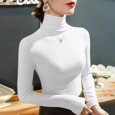 Imagem de Camiseta Feminina De Fleece Com Gola Alta E Manga Longa, Pullover Quen